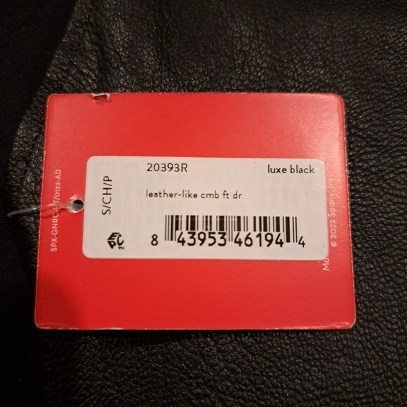 Spanx Luxe Black Faux Leather Dress Sleeveless Sheath S Bodycon Goth Party Biker - Picture 8 of 16